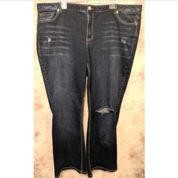 Lane Bryant Denim - Lane Bryant Size 24 Distressed Boot Cut Jeans F9